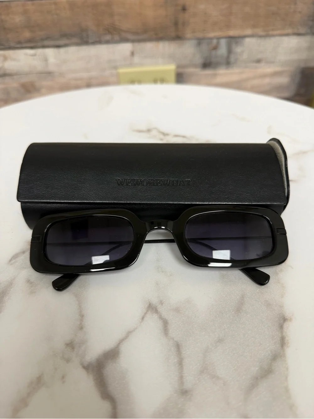 WeWoreWhat Black Rectangular Frame Sunglasses